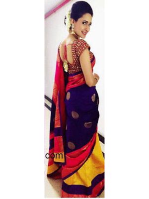 New Latest Designer Printed Purple & Yellow Colour South Silk Indian Saree