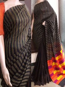 New Latest Designer Printed Black Colour South Silk Indian Saree