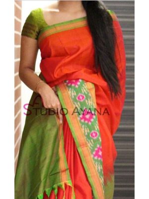 New Latest Designer Printed Red & Green Colour South Silk Indian Saree