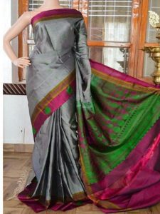 New Latest Designer Printed Grey Colour South Silk Indian Saree