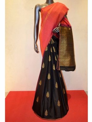 New Latest Designer Printed Pink & Black Colour South Silk Indian Saree