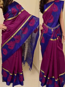 New Latest Designer Printed Purple Colour South Silk Indian Saree