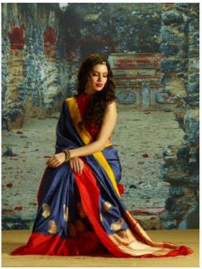 New Latest Designer Navy Blue South Silk Indian Saree