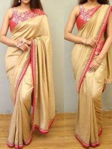 New Latest Designer Cream Colour South Silk Indian Saree