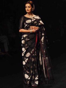 New Latest Designer Black Dot South Silk Indian Saree