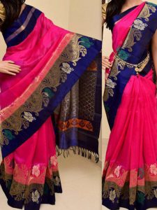 New Latest Designer Pink South Silk Indian Saree
