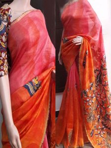 New Latest Designer Orange South Silk Indian Saree