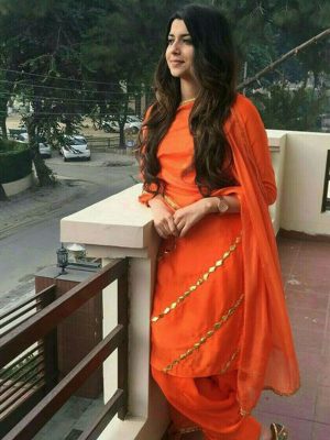 Plain Orange Color Salwar Suit In Cotton Fabric