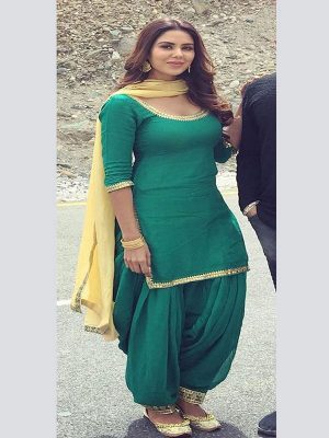 Green Color Plain Salwar Suit In Cotton Fabric