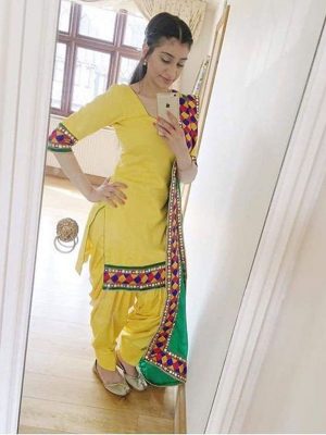 Yellow Color Salwar Suit In Cotton Fabric
