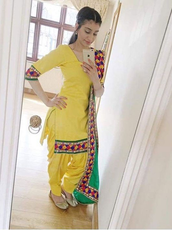 Buy Yellow Chanderi Cotton Salwar Suit (NWS-6460) Online