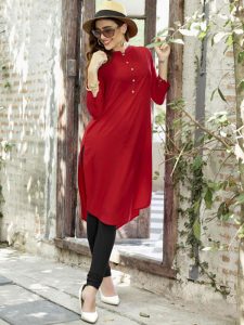 Red Color Plain Kurti In Rayon Fabric