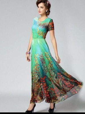 Summer Special Georgette Multicolor Full Long Frock