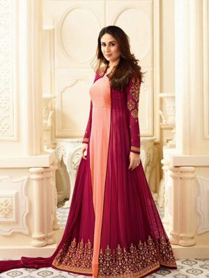 Trendy Wedding Wear Purple Colour Georgette Anarkali Dress