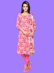 Printed Pink Color Dress Material In Cotton Fabric