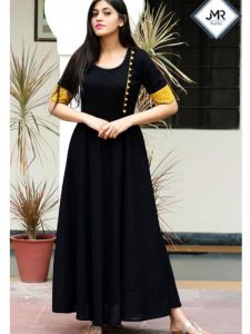 Exclusive Printed Black Color Kurti In Cotton Fabric