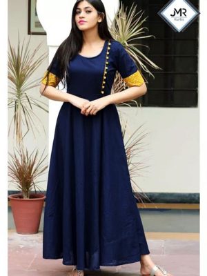Exclusive Printed Blue Color Kurti In Cotton Fabric