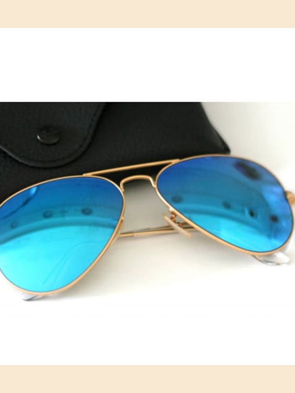 Buy =QUAL Blue Color Sunglasses Aviator Shape Full Rim Gold Frame at  Amazon.in-bdsngoinhaviet.com.vn
