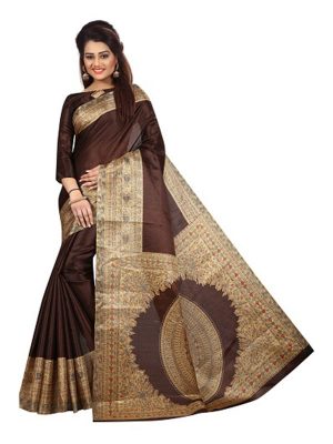 New Latest Designer Kalamkari Brown Colour Silk Saree
