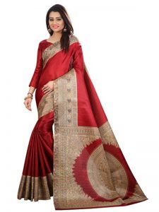 New Latest Designer Kalamkari Cotton Silk Red Saree
