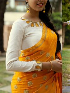 New Designer Yellow Banglori Silk Indian Saree