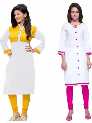 Women'S Cotton Full stitched Combo Of 2 Kurti(Multicolor_Free Size)