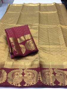 New Arrival Twin Mor Wine Colour Kanjivaram Silk Saree