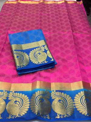 New Arrival Twin Mor Pink Colour Kanjivaram Silk Saree