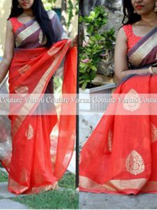 Trendy Partywear Orange Colour Zarana Silk Saree