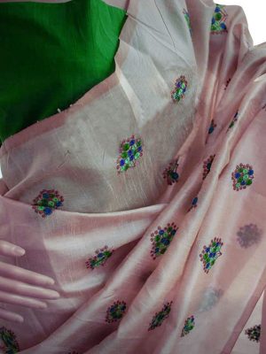 New Arrival Partywear South Silk Green Flower Saree