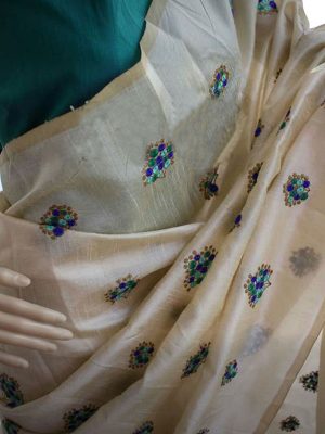 New Arrival Partywear South Silk Rama Flower Saree