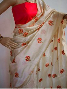 New Arrival Partywear South Silk Pink Flower Saree