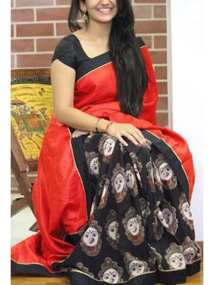 New Arrival Partywear Red Colour Bhagalpuri Silk Saree