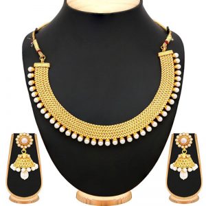 Exclusive Gold Plated Moti Necklace Set For Women