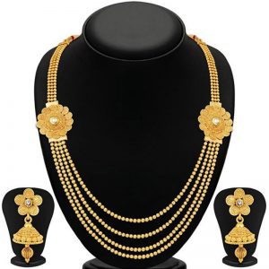 Marvellous Jalebi 4 String Gold Plated Necklace Set