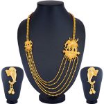 Trendy 5 String Elephant Inspired Gold Plated Necklace Set