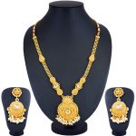Exquisite Gold Plated Moti Necklace Set For Women