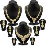 Intricately Gold Plated Ad Set Of 3 Combo Necklace Set