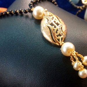 Black Pearl Beads Gold Plated Mangalsutra For Women