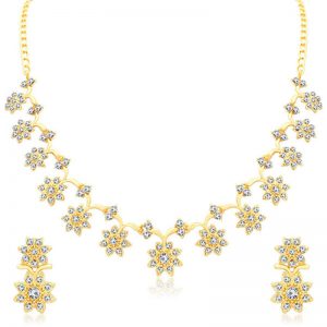 Stylish Gold Plated Collar Necklace Set For Women