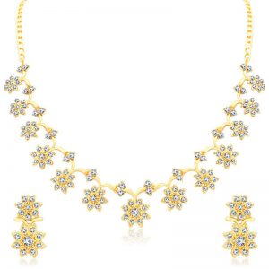 Stylish Gold Plated Collar Necklace Set For Women