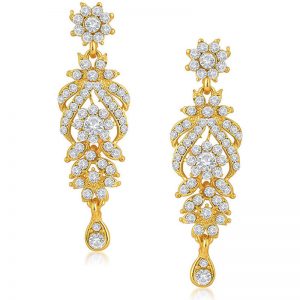 Trendy Gold Plated Australian Diamond Stone Studded Necklace Set