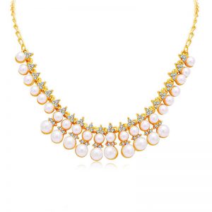 Stylish Modish Gold Plated Ad Necklace Set For Women