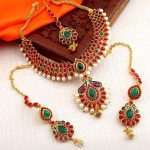 Stylish Colour Full Floral Gold Plated Necklace Set For Women