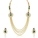 Stylish Creative Peacock 4 String Gold Plated Of 3 Necklace Set Combo