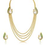 Stylish Creative Peacock 4 String Gold Plated Of 3 Necklace Set Combo