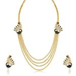 Stylish Creative Peacock 4 String Gold Plated Of 3 Necklace Set Combo