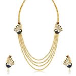 Stylish Creative Peacock 4 String Gold Plated Of 3 Necklace Set Combo