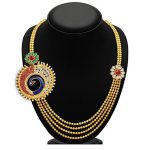 Eyecatchy Peacock Four Strings Gold Plated Necklace Set