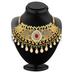 Fancy Gold Plated Ad Necklace Set For Women
